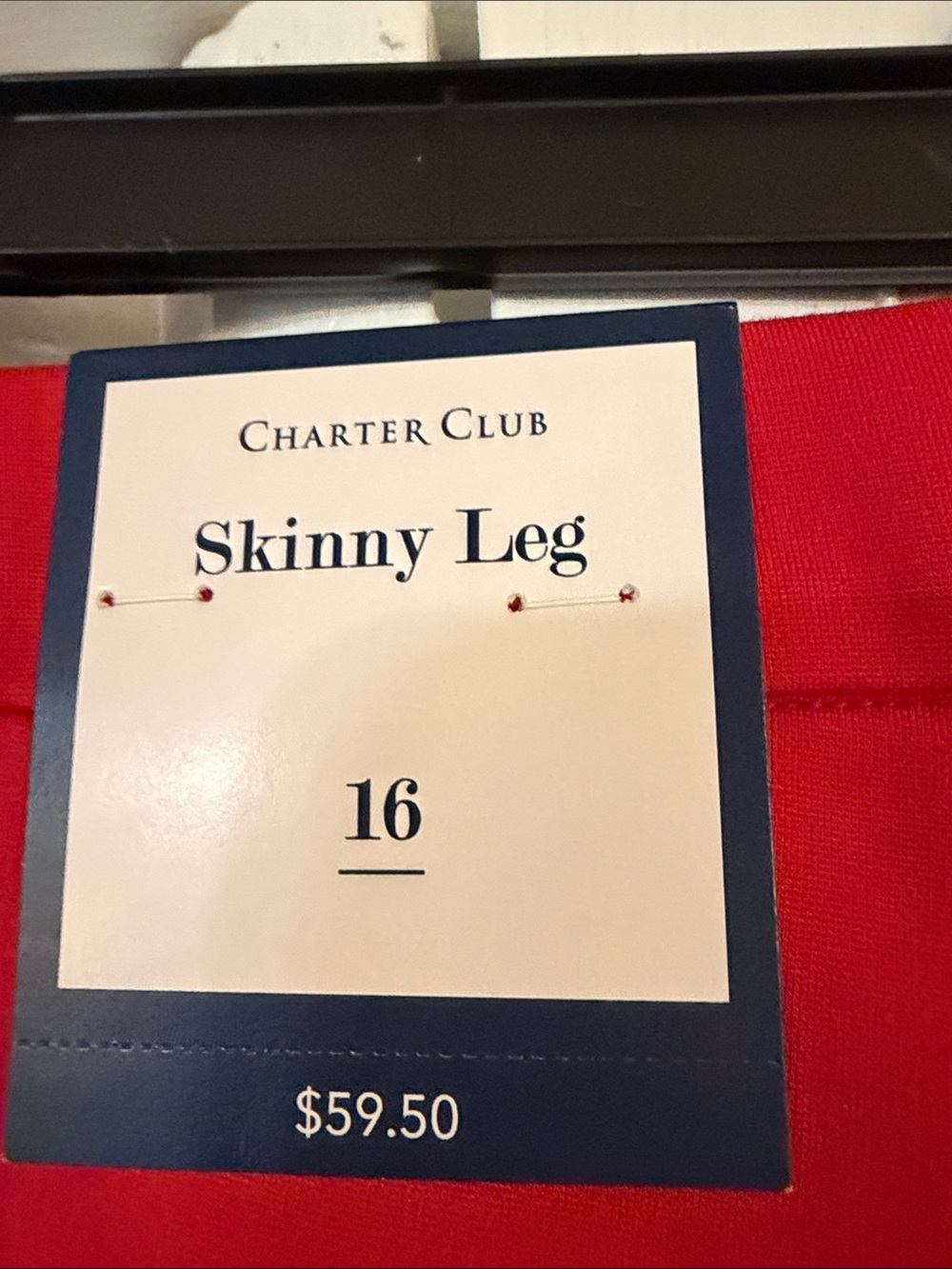 Charter Club Red Skinny Pants Sz 16 - Picture 3 of 5